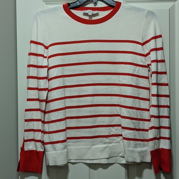 LOFT Sweaters - Red white stripe Loft sweater
